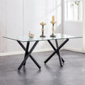 Large Modern Minimalist Rectangular Glass Dining Table For 6 8 With 0.39