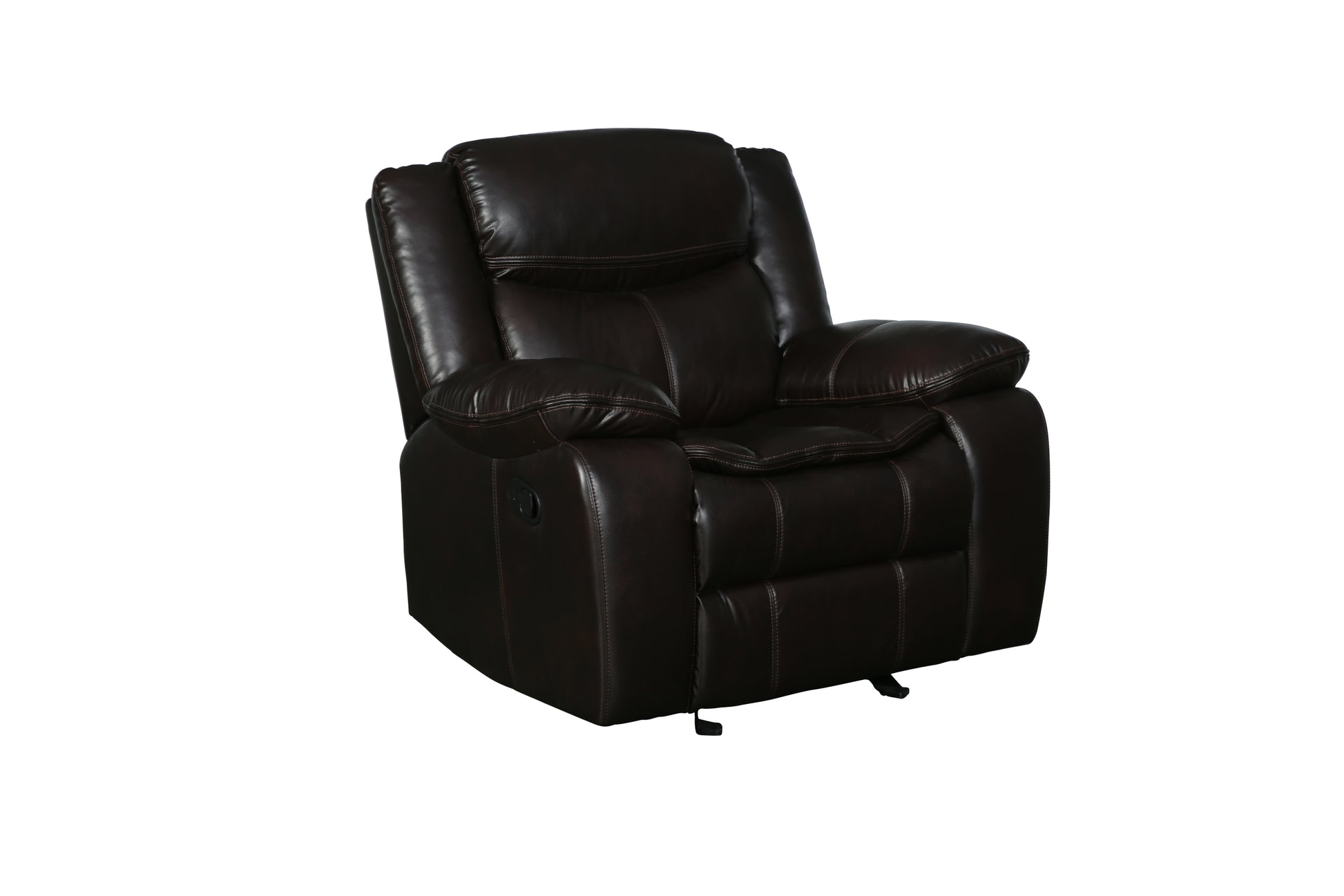 Transitional Leather Air Reclining Chair Brown Foam Leather