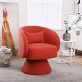 Swivel Accent Chair Armchair, Round Barrel Chair In Fabric For Living Room Bedroom Orange Orange Foam Faux Fur