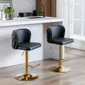 Swivel Barstools Adjusatble Seat Height, Modern Pu Upholstered Bar Stools With The Whole Back Tufted, For Home Pub And Kitchen Island Black, Set Of 2 Black Foam Pu Leather