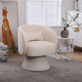 Swivel Accent Chair Armchair, Round Barrel Chair In Fabric For Living Room Bedroom Beige Beige Foam Linen