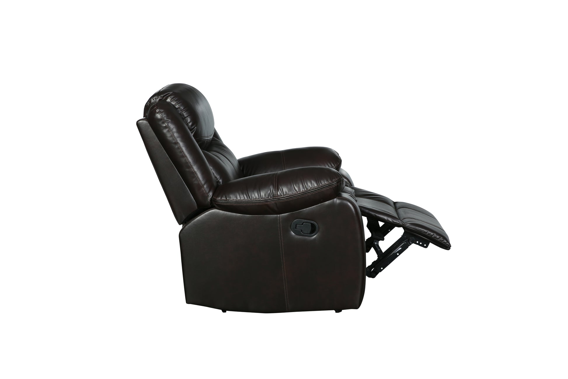 Transitional Leather Air Reclining Chair Brown Foam Leather