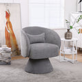 Swivel Accent Chair Armchair, Round Barrel Chair In Fabric For Living Room Bedroom Light Grey Light Gray Foam Linen