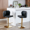 Swivel Barstools Adjusatble Seat Height, Modern Pu Upholstered Bar Stools With The Whole Back Tufted, For Home Pub And Kitchen Island Black, Set Of 2 Black Foam Pu Leather