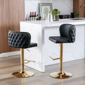 Swivel Barstools Adjusatble Seat Height, Modern Pu Upholstered Bar Stools With The Whole Back Tufted, For Home Pub And Kitchen Island Black, Set Of 2 Black Foam Pu Leather