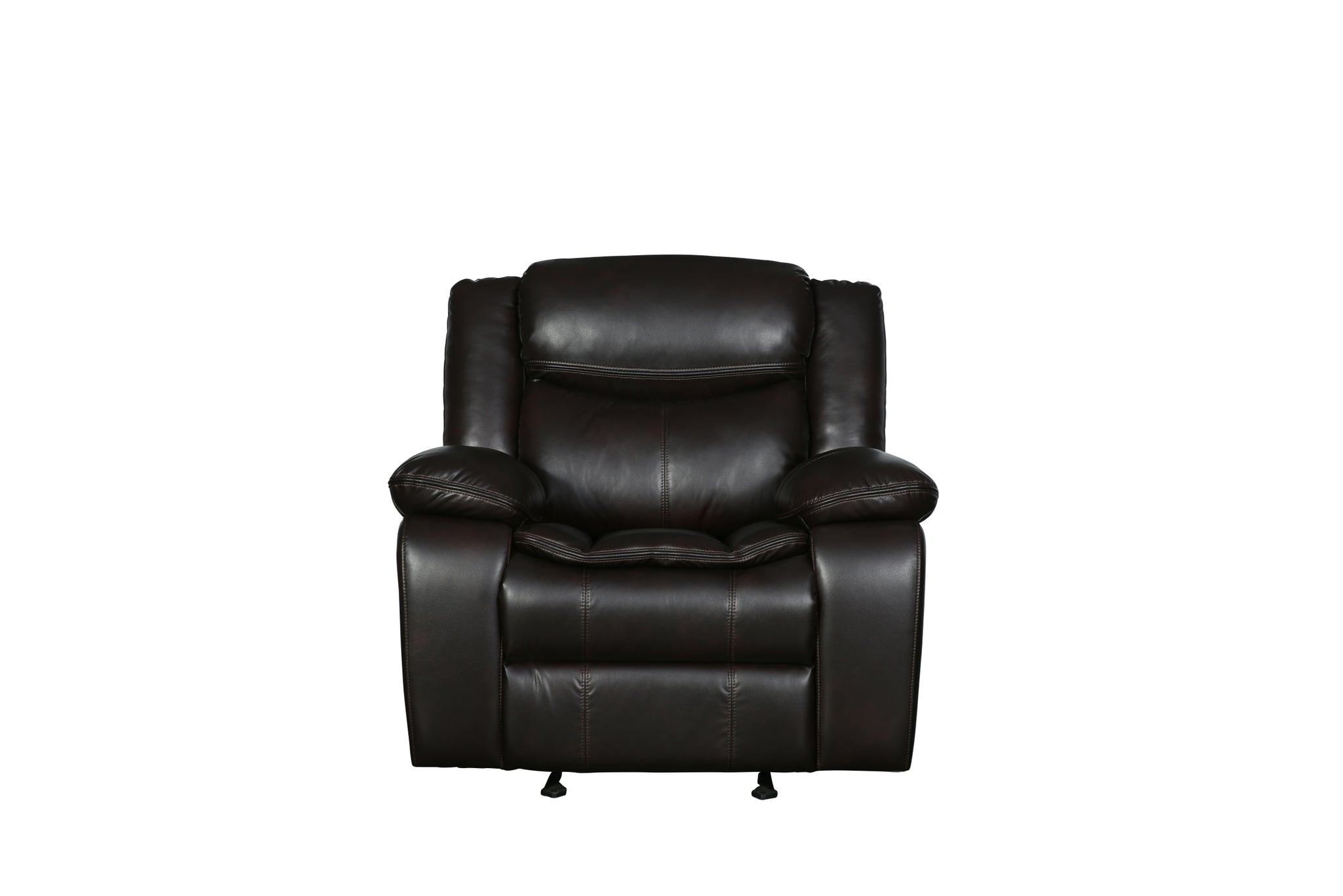 Transitional Leather Air Reclining Chair Brown Foam Leather