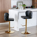 Swivel Barstools Adjusatble Seat Height, Modern Pu Upholstered Bar Stools With The Whole Back Tufted, For Home Pub And Kitchen Island Black, Set Of 2 Black Foam Pu Leather