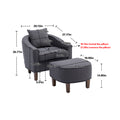 Coolmore Accent Chair With Ottoman, Mid Century Modern Barrel Chair Upholstered Club Tub Round Arms Chair For Living Room Dark Gray Linen
