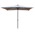 10 X 6.5T Rectangular Patio Solar Led Lighted Outdoor Umbrellas With Crank And Push Button Tilt For Garden Backyard Pool Swimming Pool Medium Grey Steel