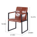 Brown Modern European Style Dining Chair Pu Leather Black Metal Pipe Dining Room Furniture Chair Set Of 2 Brown Pu Leather