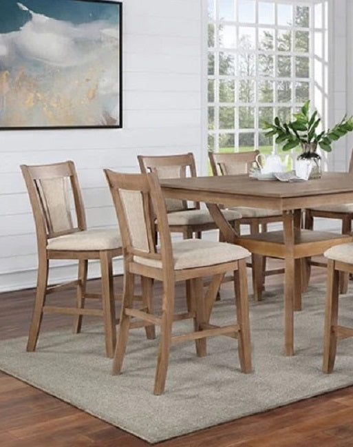Transitional Set Of 2 Counter Height Chairs Natural Tone And Beige Solid Wood Chair Paddedupholstered Seat Kitchen Dining Room Furniture Natural Dining Room Modern,Transitional Side Chair Solid Wood