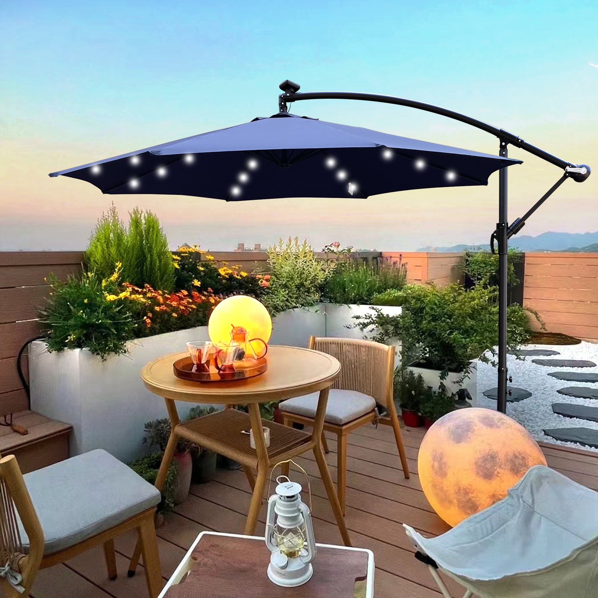 10 Ft Outdoor Patio Umbrella Solar Powered Led Lighted Sun Shade Marke 10 Ft Outdoor Patio Umbrella Solar Powered Led Lighted Sun Shade Marke