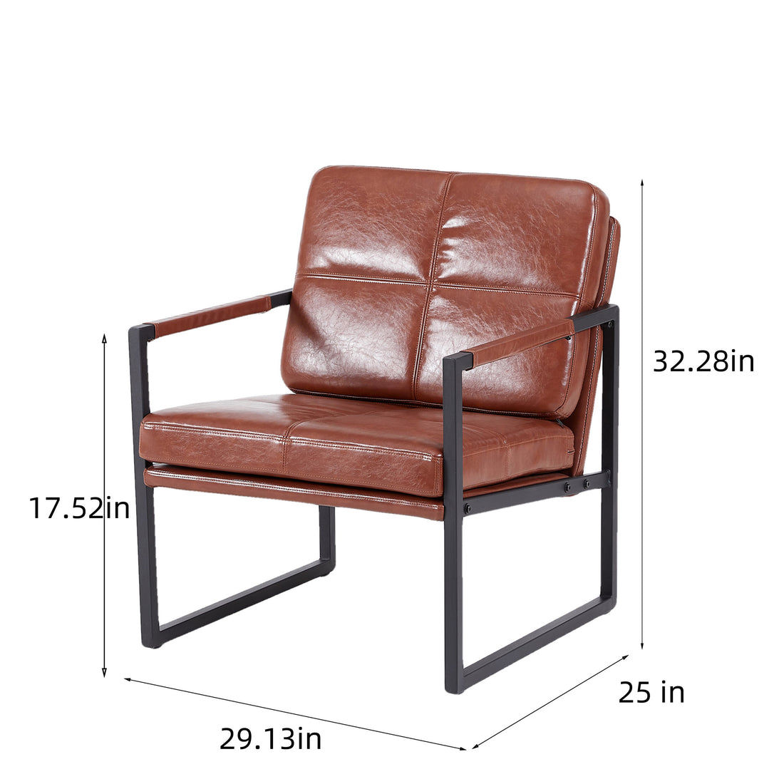 Red Brown Pu Leather Leisure Black Metal Frame Recliner Chair For Living Room And Bedroom Furniture Brown Pu Leather