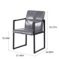 Ligth Grey Modern European Style Dining Chair Pu Leather Black Metal Pipe Dining Room Furniture Chair Set Of 2 Light Grey Pu Leather