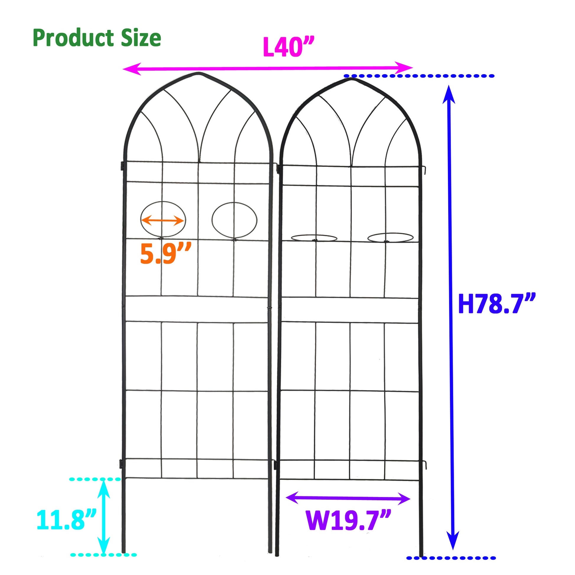 2 Pack Metal Garden Trellis 78.7" X 19.7" Rustproof Trellis For Climbing Plants Outdoor Flower Support Black Black Iron