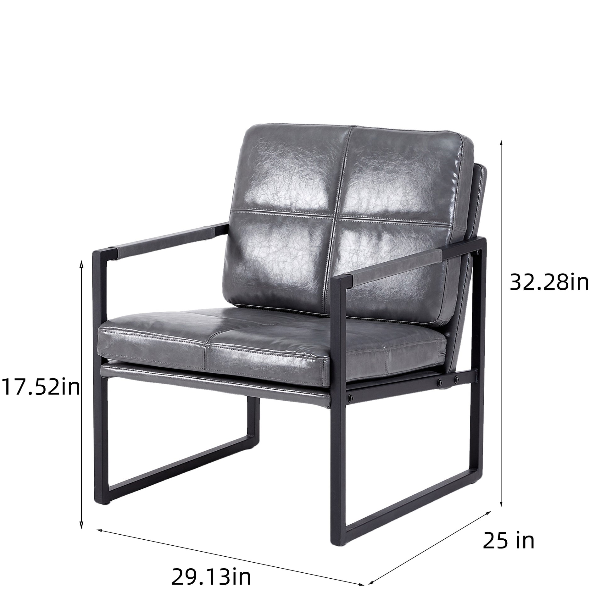 Light Grey Pu Leather Leisure Black Metal Frame Recliner Chair For Living Room And Bedroom Furniture Light Grey Pu Leather