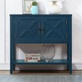 35'' Farmhouse Wood Buffet Sideboard Console Table With Bottom Shelf And 2 Door Cabinet, For Living Room, Entryway,Kitchen Dining Room Furniture Navy Blue Navy Blue Pine