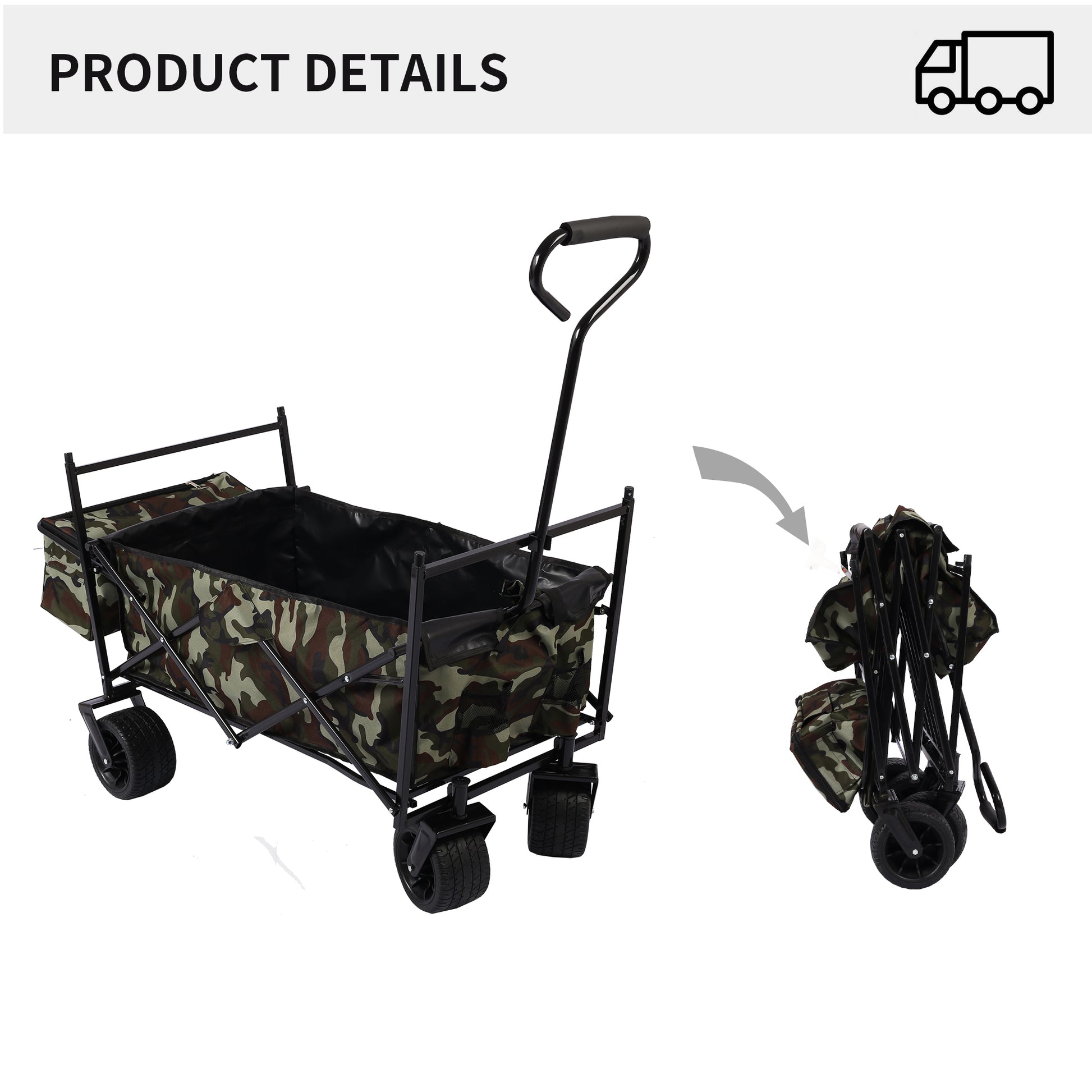 Outdoor Garden Park Utility kids wagon portable beach dark green black-fabric-steel