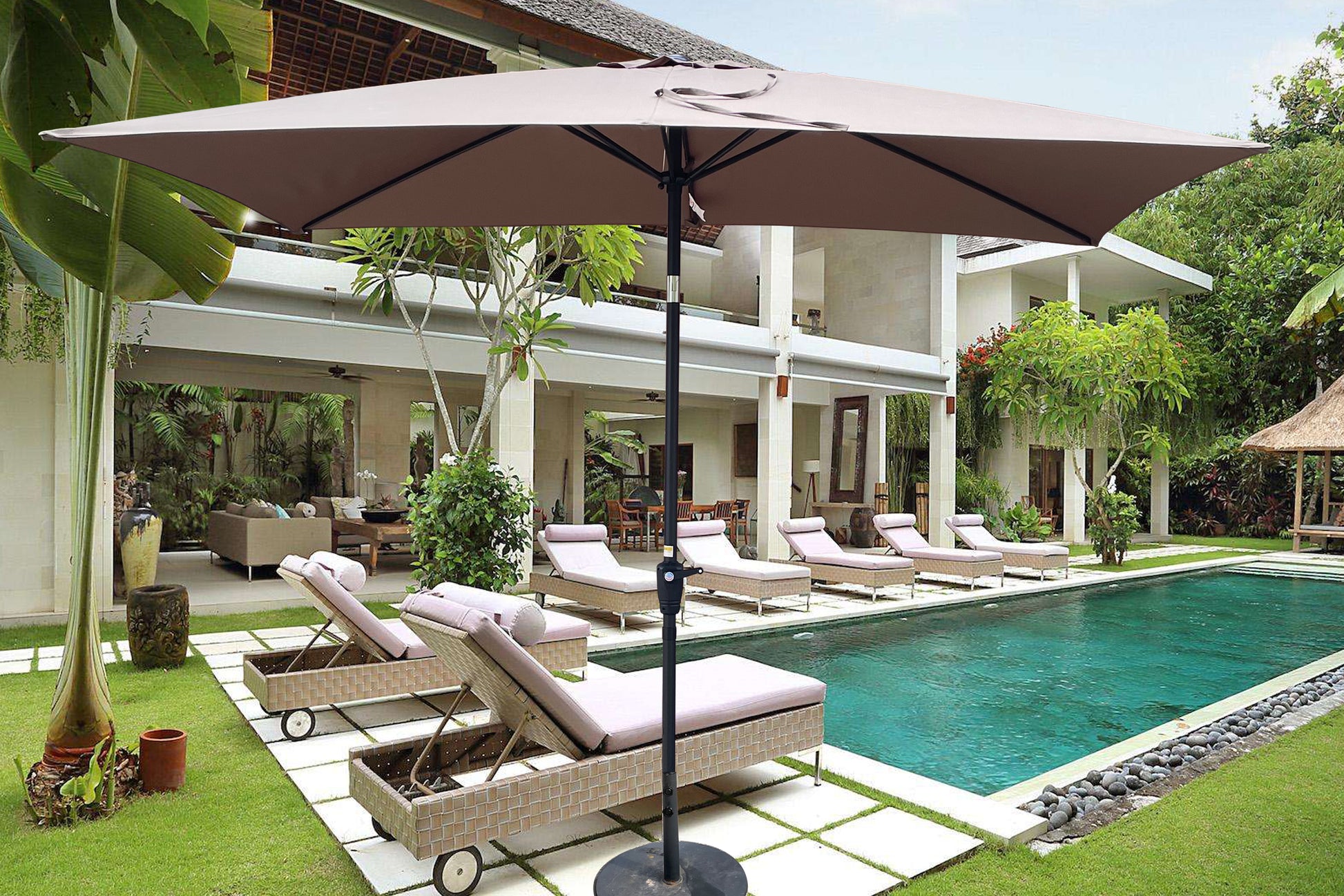9 ft patio umbrellas 6 X 9Ft Patio Umbrella Outdoor Waterproof Umbrella With Crank And Push