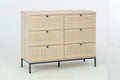 6 Rattan Drawer Dresser With 3 Wood Drawer For