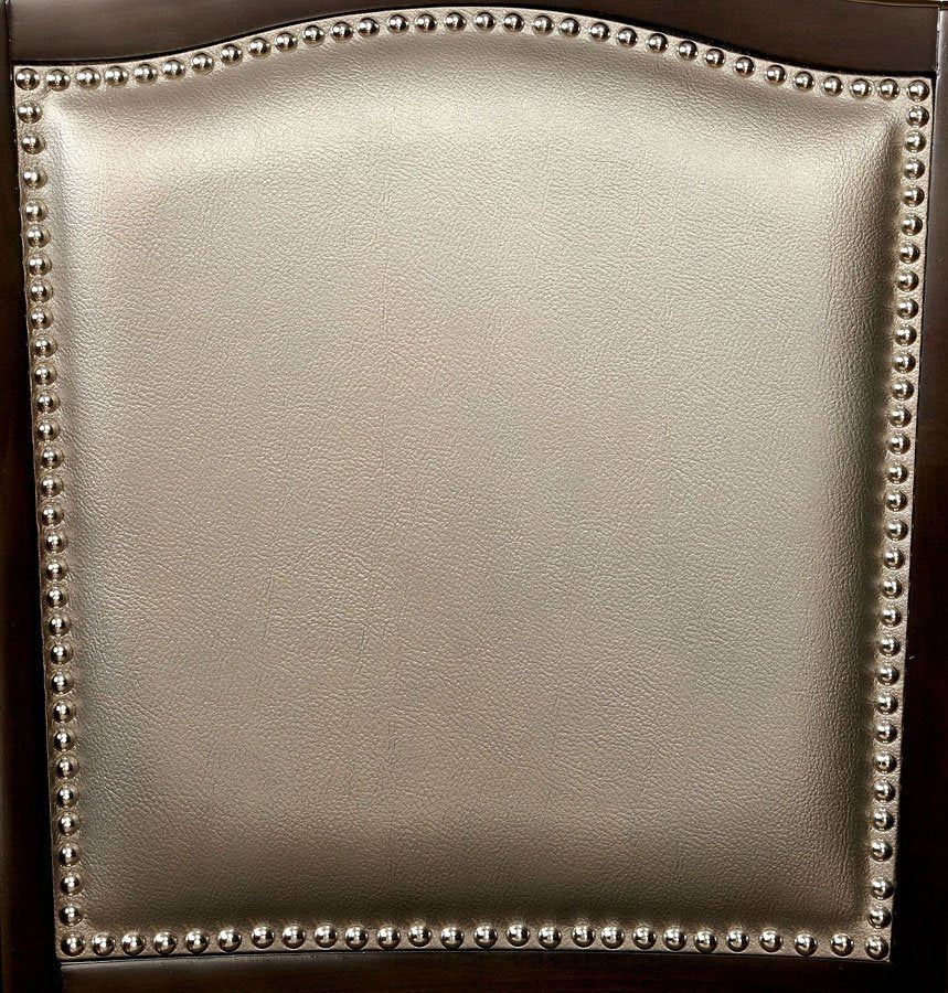 Classic Contemporary Set Of 2 Arm Chairs Dark Walnut Pewter Solid Wood Chair Paddedupholstered Seat Turned Legs Kitchen Dining Room Furniture Pewter Dining Room Contemporary,Modern,Transitional Arm Chair Solid Back Solid Wood