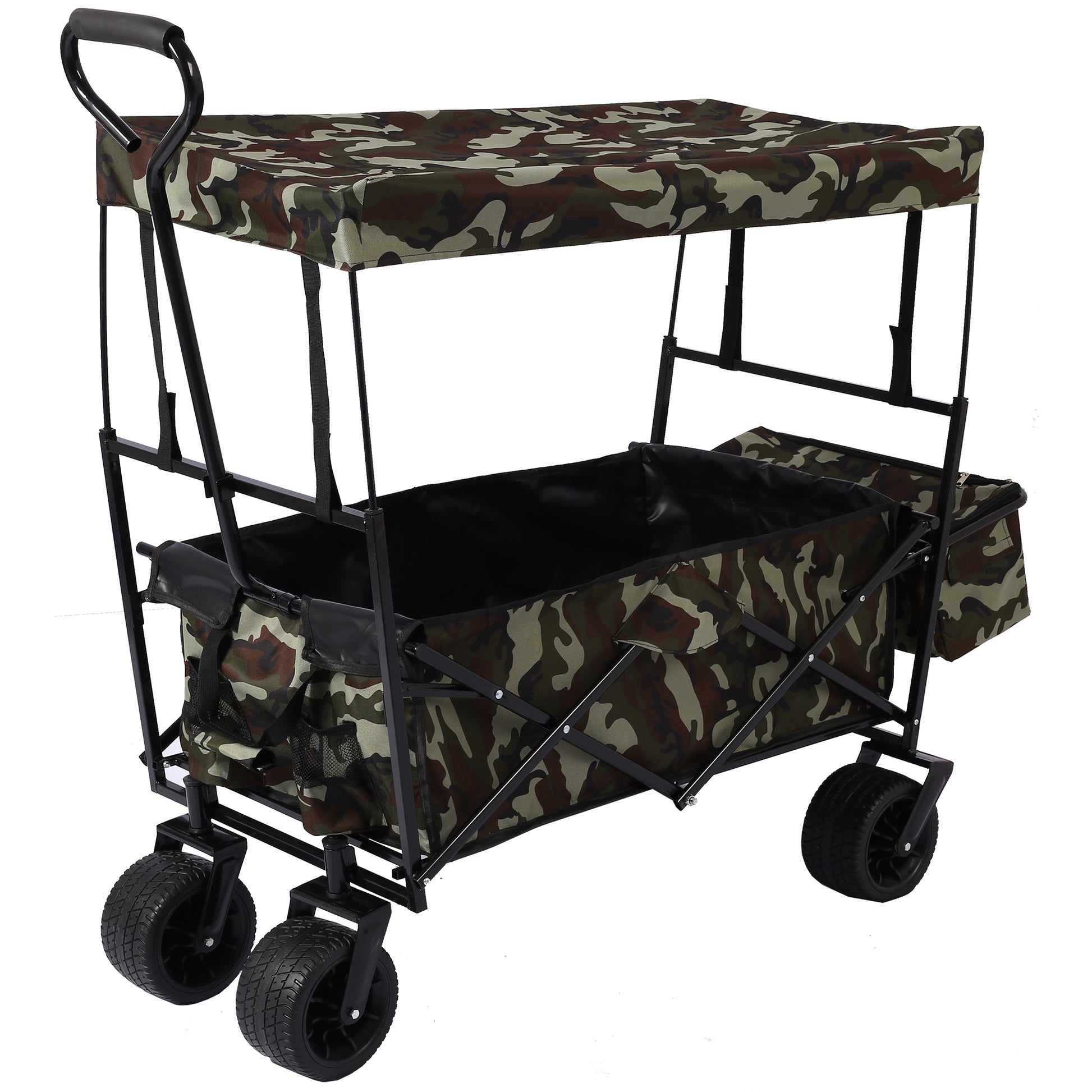 Outdoor Garden Park Utility kids wagon portable beach dark green black-fabric-steel