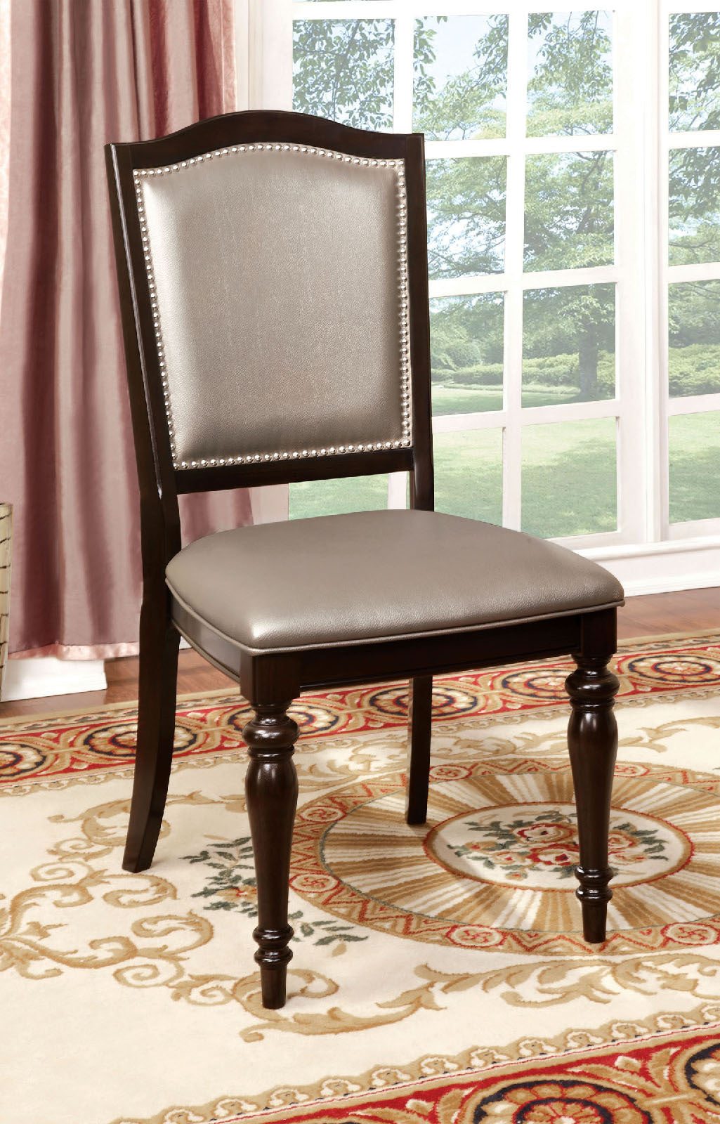 Transitional Set of 2 Side Chairs Dark Walnut Pewter pewter-dining room-modern-transitional-dining