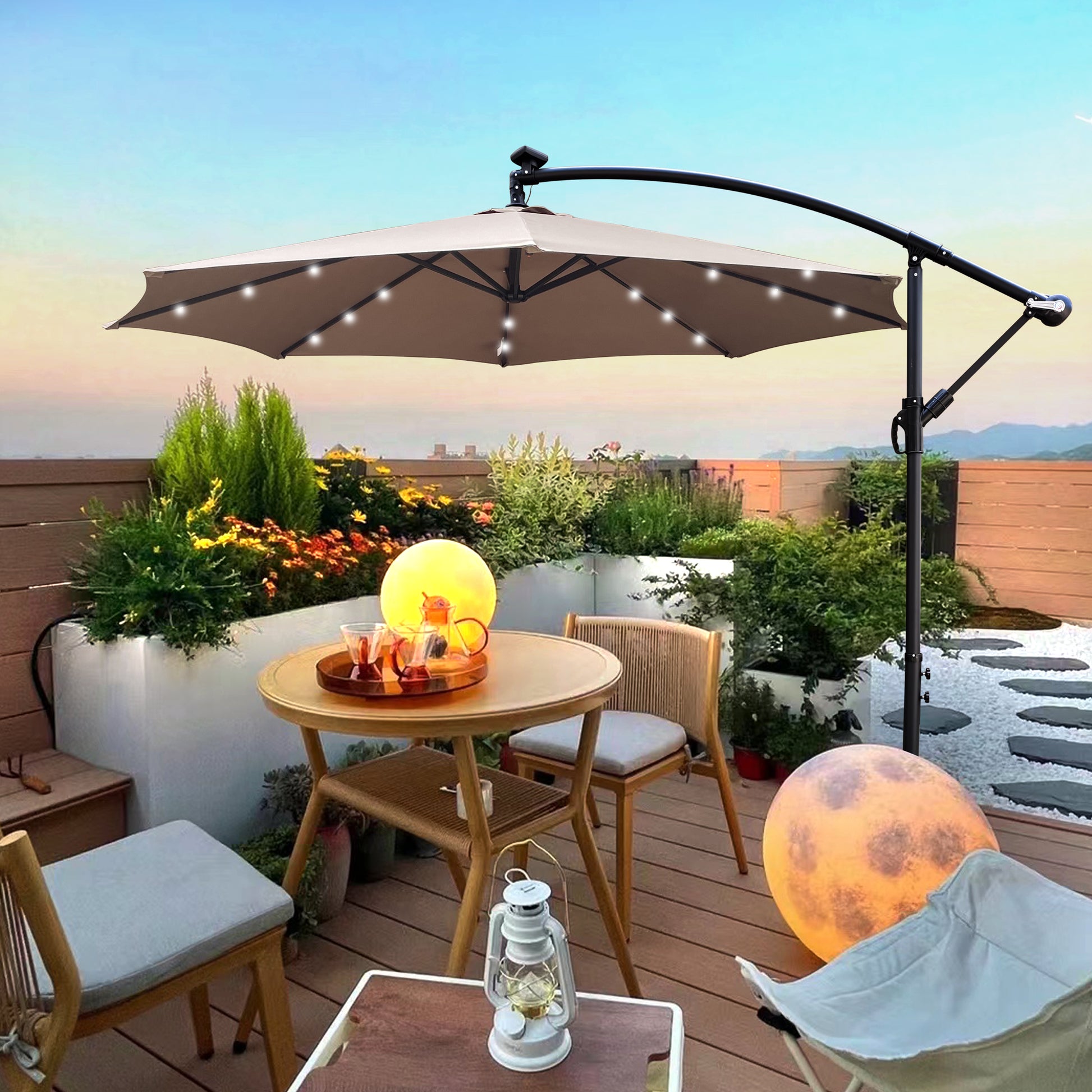 10 Ft Outdoor Patio Umbrella Solar Powered Led Lighted Sun Shade Market Waterproof 8 Ribs Umbrella With Crank And Cross Base For Garden Deck Backyard 10 Ft Outdoor Patio Umbrella Solar Powered Led Lighted Sun Shade Market Waterproof 8 Ribs Umbrella With Crank And Cross Base For Garden Deck Backyard