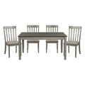 Country Casual Styling 5Pc Dining Set Dining Table With Drawers And 4X Side Chairs Light Gray Finish Wooden Contemporary Furniture Wood Wood Gray Seats 4 Wood Dining Room 60 Inches Casual 4 Leg Rectangular Dining Table With Chair Wood