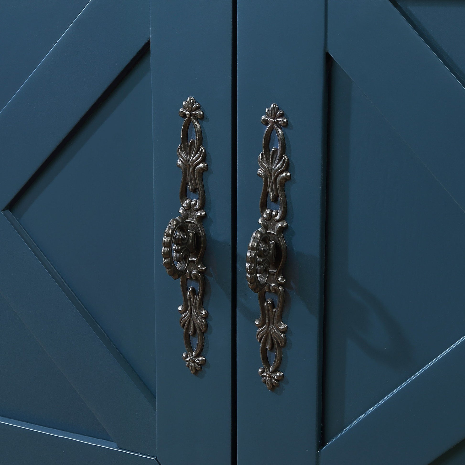 35'' Farmhouse Wood Buffet Sideboard Console Table With Bottom Shelf And 2 Door Cabinet, For Living Room, Entryway,Kitchen Dining Room Furniture Navy Blue Navy Blue Pine