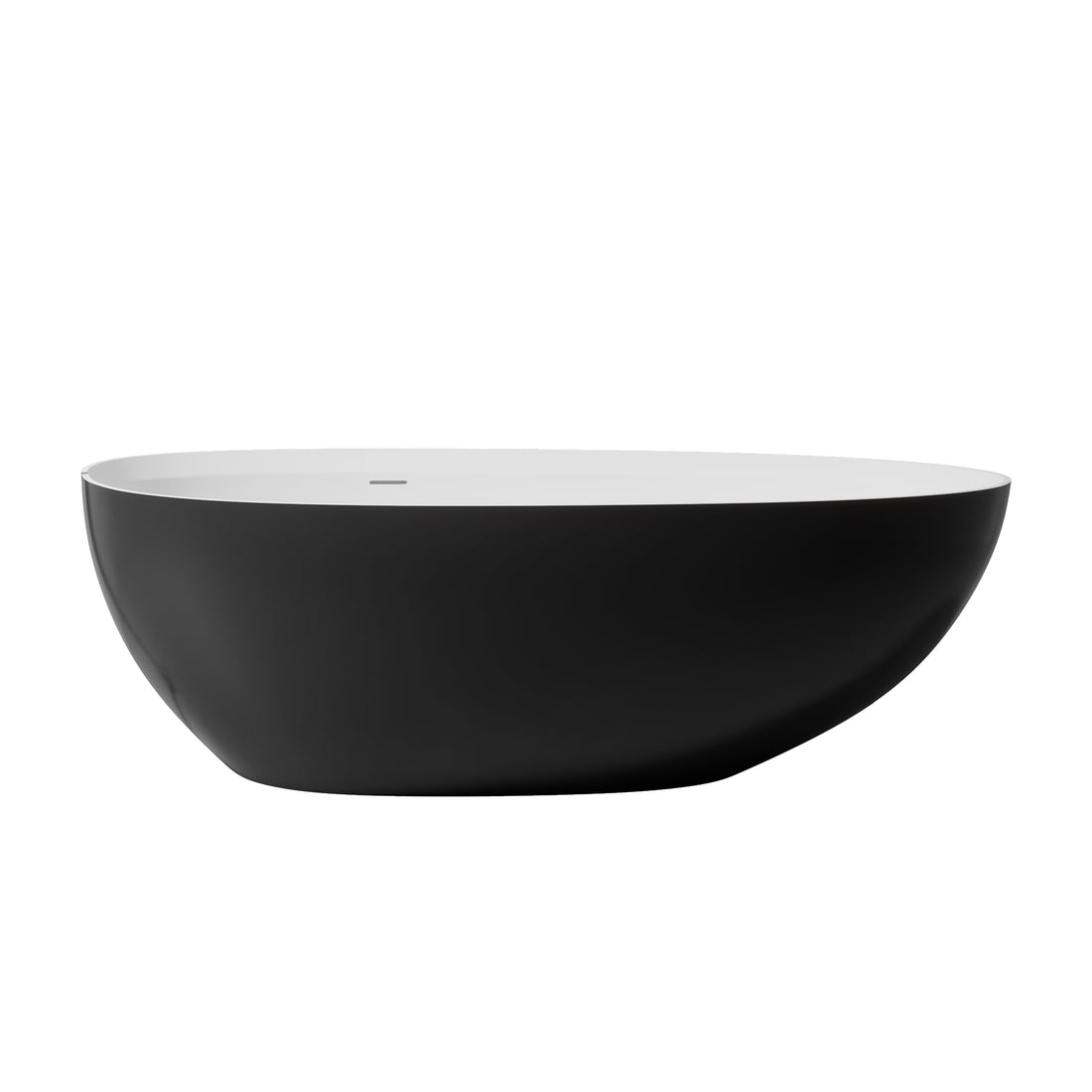 71"Inside White Outside Black Solid Surface Stone Soaking Tub Bathroom Freestanding Bathtub For Adult White Black Solid Surface