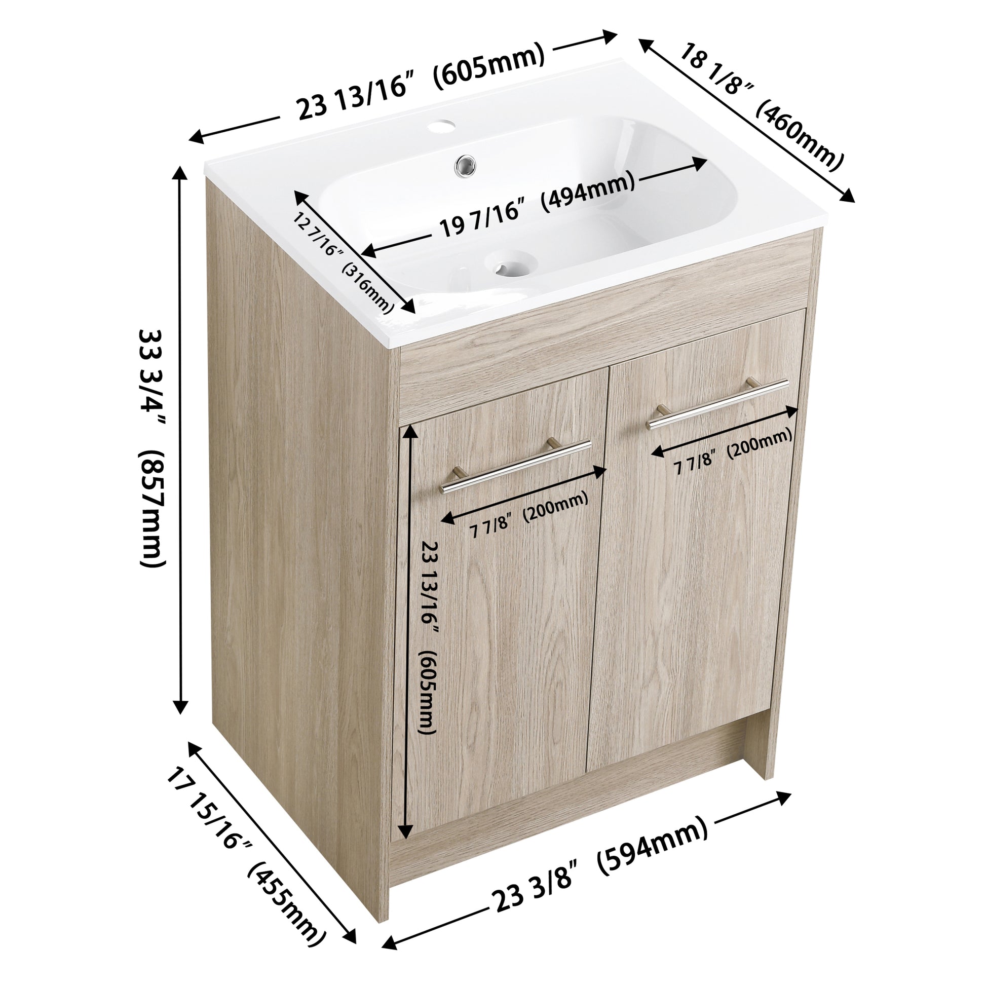 24 Inch Freestanding Bathroom Vanity Kd Packing Bvc04824Weo White Oak 2 Bathroom Freestanding Modern Plywood