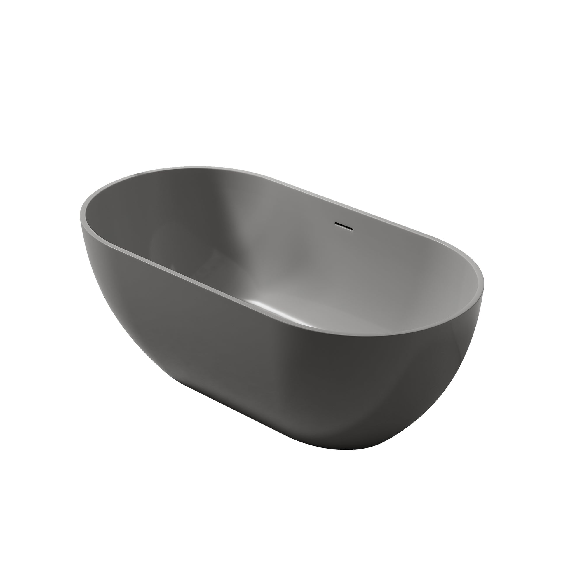 59Inch Dark Grey Solid Surface Bathtub For Bathroom Grey Bathroom Freestanding Tubs 59 61 In Soaking Center Solid Surface Solid Surface