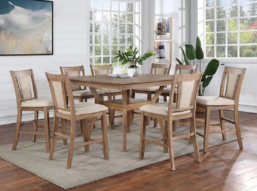Transitional Set Of 2 Counter Height Chairs Natural Tone And Beige Solid Wood Chair Paddedupholstered Seat Kitchen Dining Room Furniture Natural Dining Room Modern,Transitional Side Chair Solid Wood