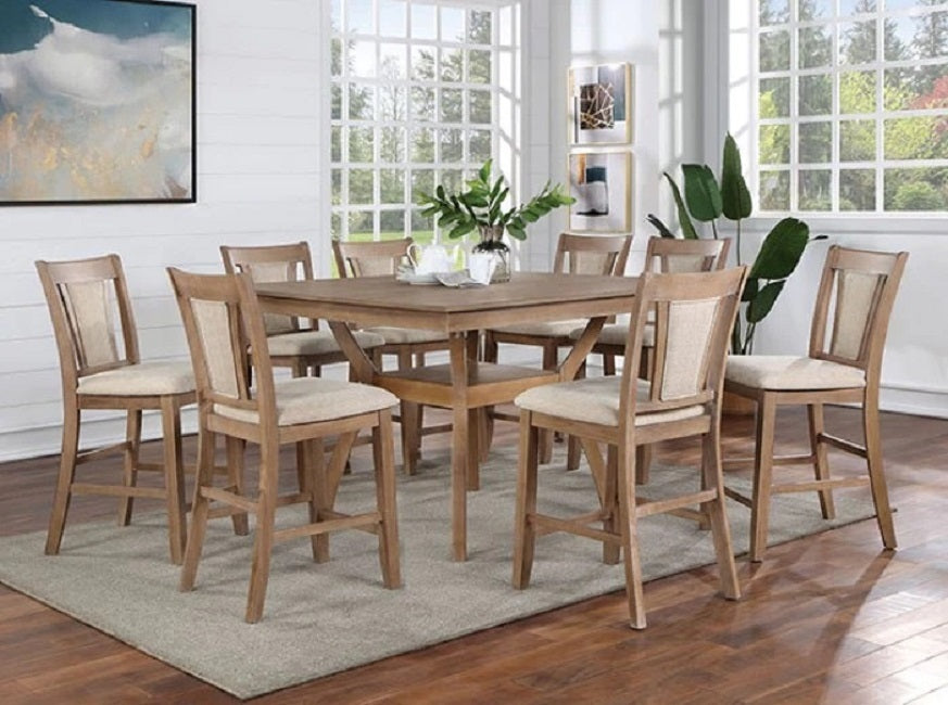 Transitional Set of 2 Counter Height Chairs Natural natural-dining room-modern-transitional-side