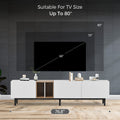 Modern Tv Stand For 80'' Tv With 3 Doors, Media Console Table, Entertainment Center With Large Storage Cabinet For Living Room, Bedroom White Mdf