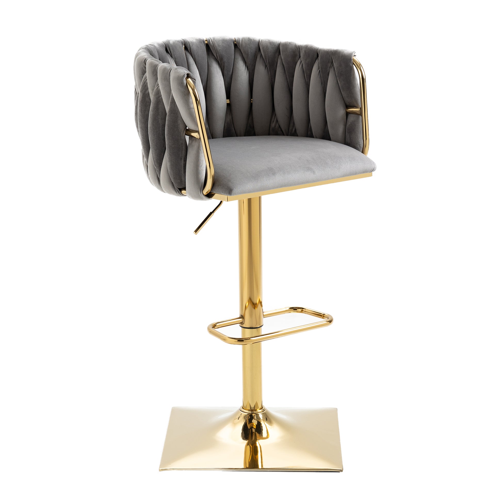 Coolmore Vintage Bar Stools With Back And Footrest Counter Height Dining Chairs 1 Pc Cnt Gray Velvet