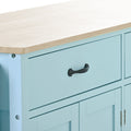 Kitchen Island Cart with 4 Door Cabinet and Two green-mdf