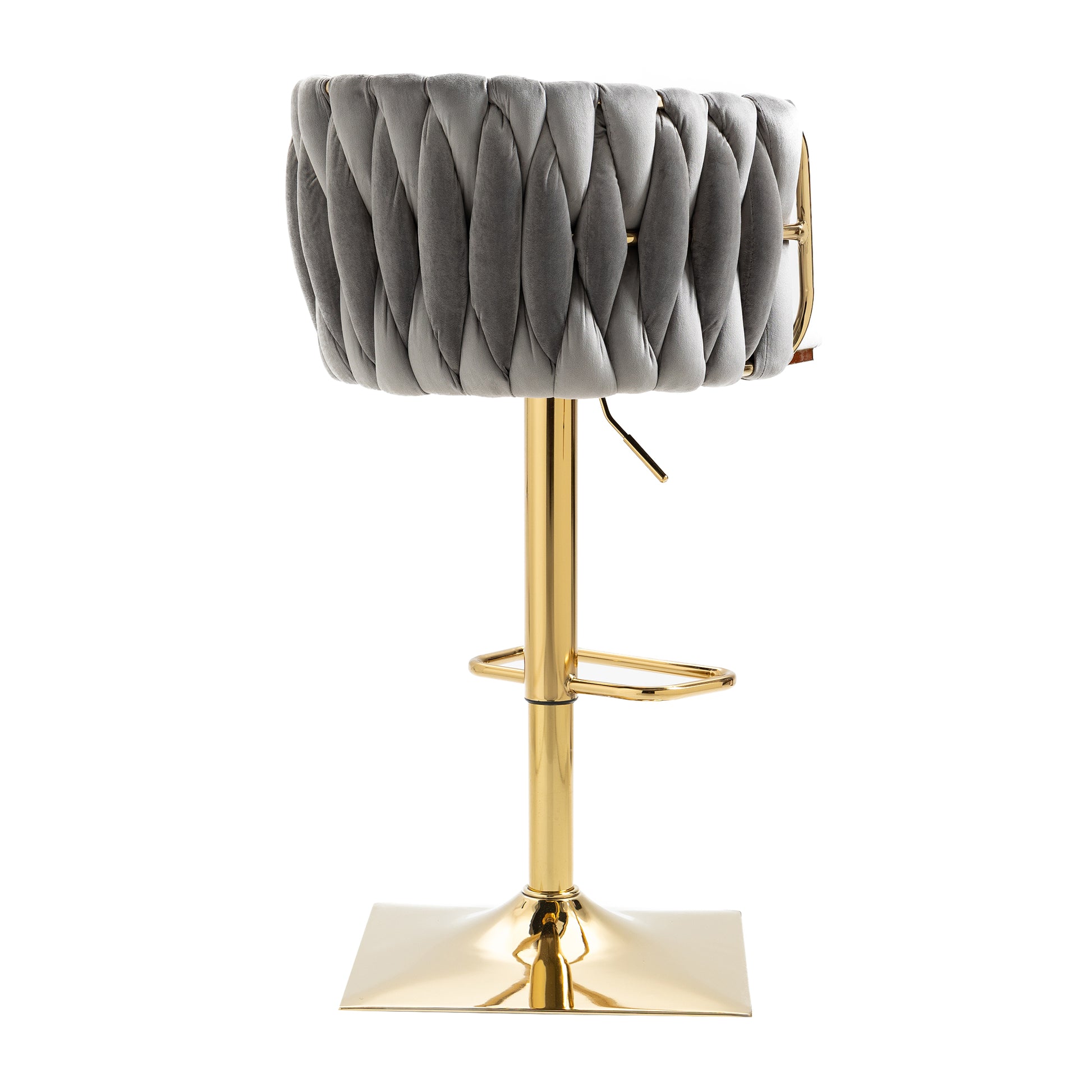 Coolmore Vintage Bar Stools With Back And Footrest Counter Height Dining Chairs 1 Pc Cnt Gray Velvet