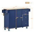 Rolling Mobile Kitchen Island with Drop Leaf Solid blue-mdf