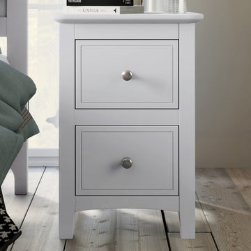 2 Drawers Solid Wood Nightstand End Table In White White Solid Wood