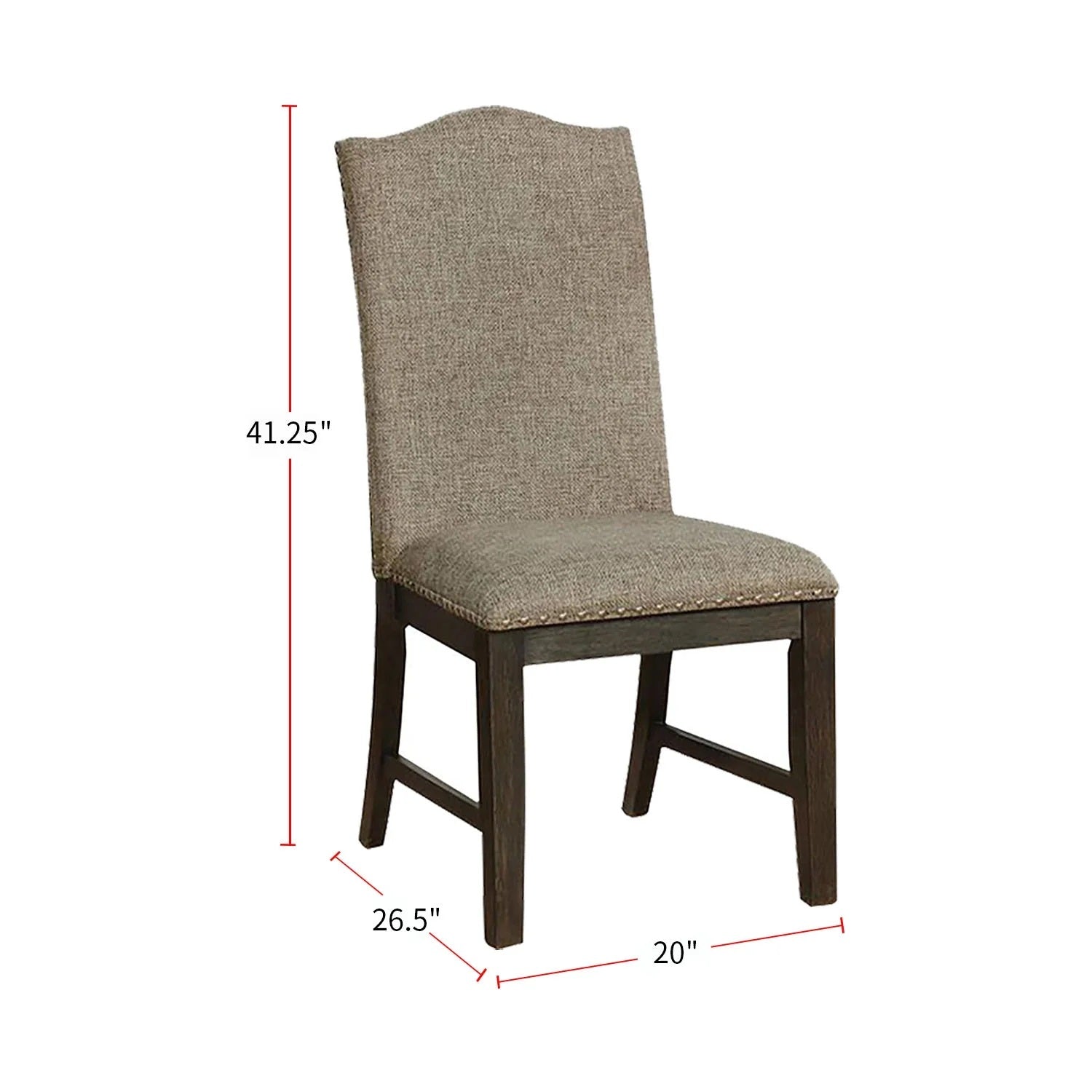 Transitional Set Of 2 Side Chairs Espresso Warm Gray Nail Heads Solid Wood Chair Fabric Upholstered Padded Seat Kitchen Rustic Dining Room Furniture Espresso Dining Room Contemporary,Modern Dining Chairs Rubberwood Solid Back Solid Wood