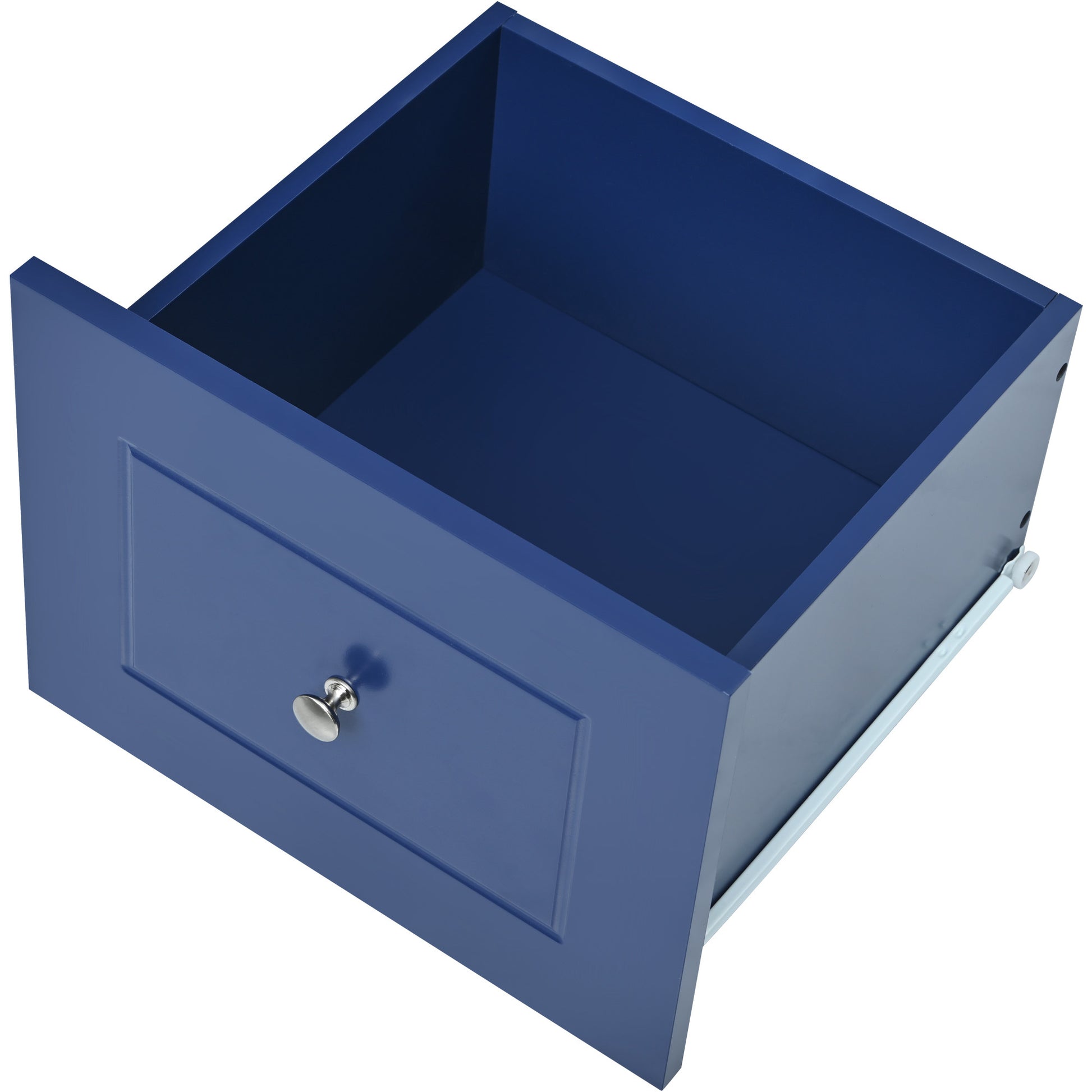 Rolling Mobile Kitchen Island With Drop Leaf Solid Wood Top, Locking Wheels & Storage Cabinet 52.7 Inch Width Dark Blue Blue Mdf