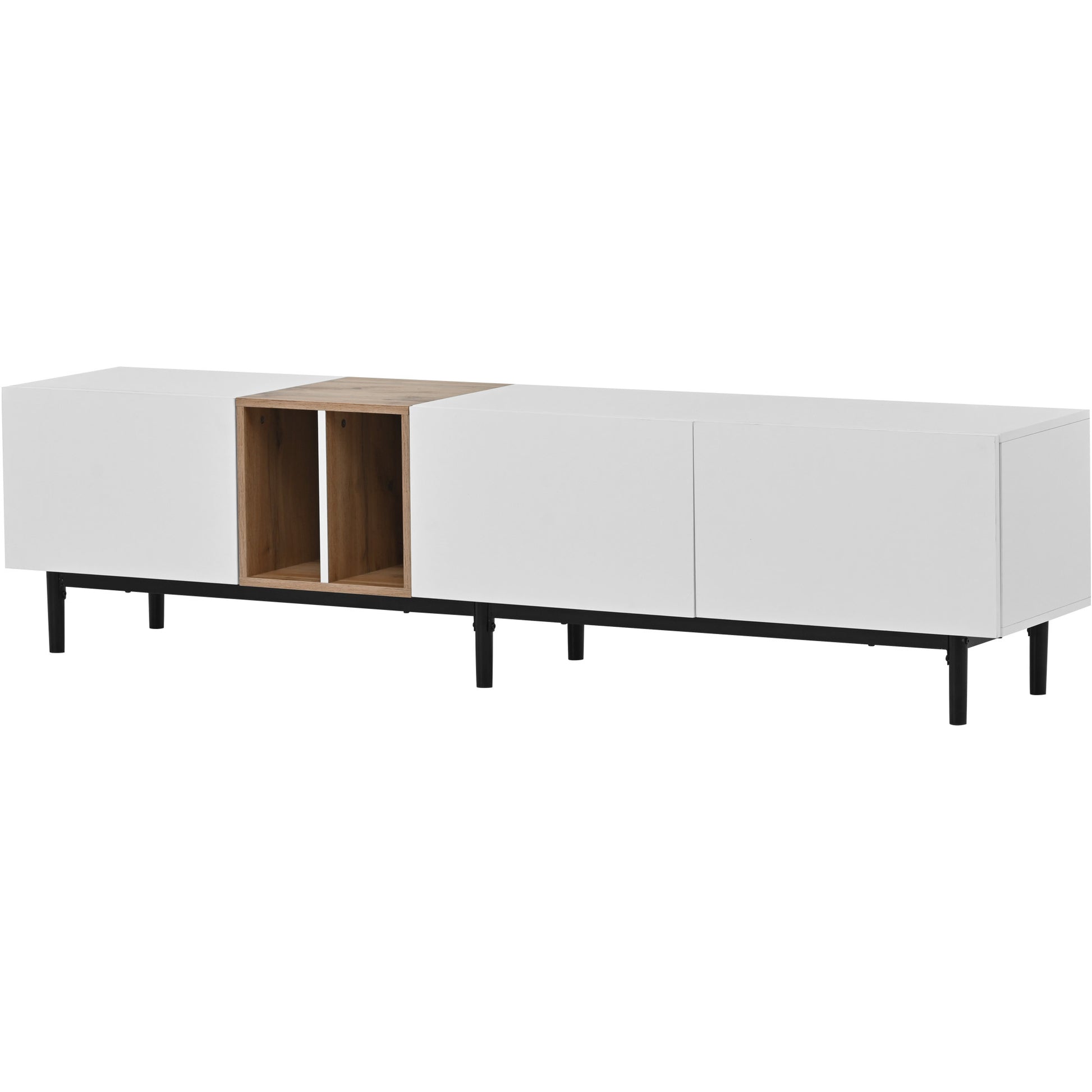 Modern Tv Stand For 80'' Tv With 3 Doors, Media Console Table, Entertainment Center With Large Storage Cabinet For Living Room, Bedroom White Mdf