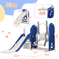 Toddler Slide And Swing Set 5 In 1, Kids Playground Climber Slide Playset With Basketball Hoop Freestanding Combination For Babies Indoor & Outdoor Blue Hdpe