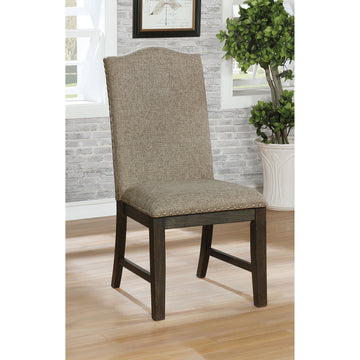 Transitional Set Of 2 Side Chairs Espresso Warm Gray Nail Heads Solid Wood Chair Fabric Upholstered Padded Seat Kitchen Rustic Dining Room Furniture Espresso Dining Room Contemporary,Modern Dining Chairs Rubberwood Solid Back Solid Wood