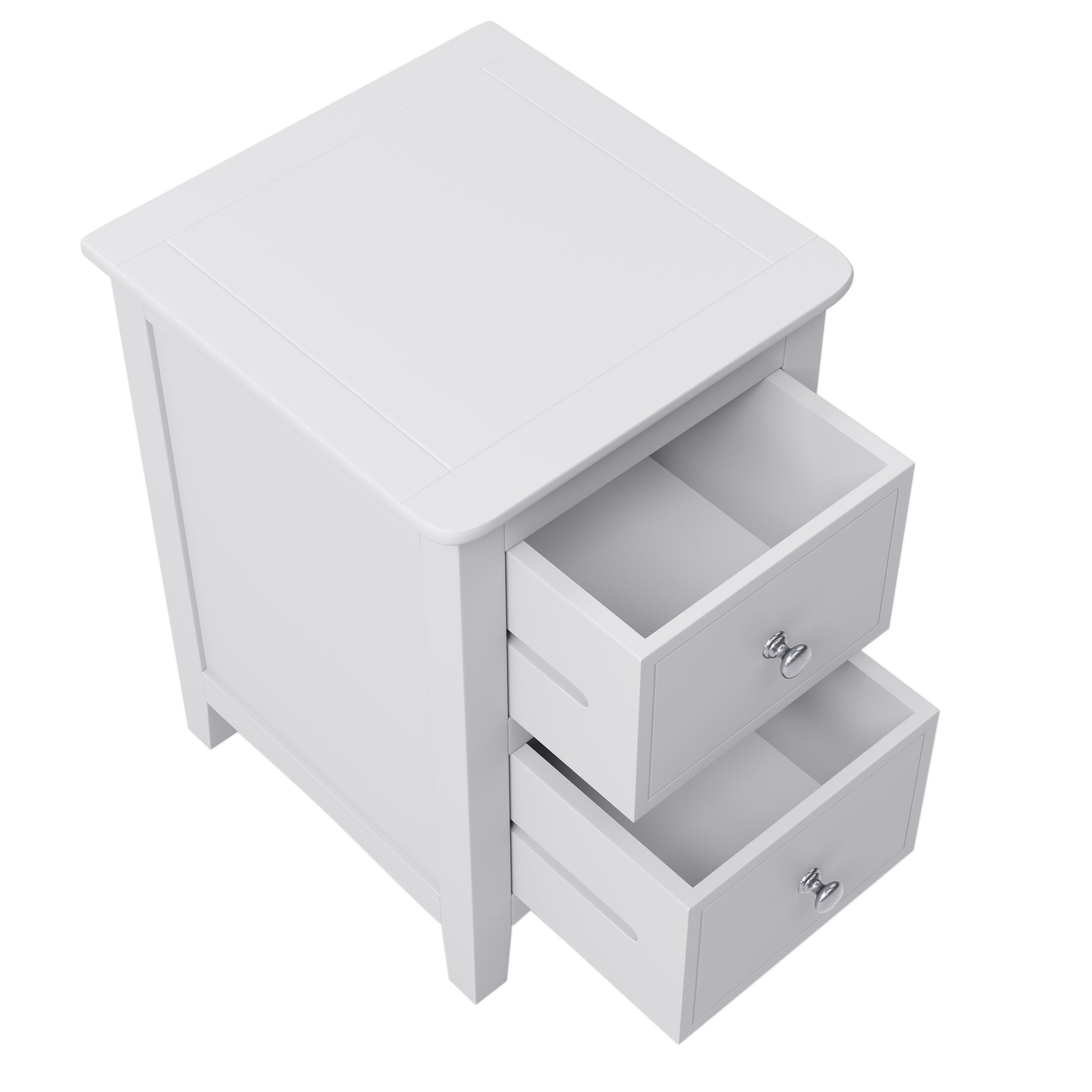 2 Drawers Solid Wood Nightstand End Table In White White Solid Wood