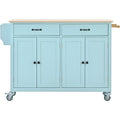 Kitchen Island Cart with 4 Door Cabinet and Two green-mdf