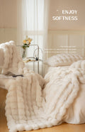 Large Cream Throw Blanket For Couch And For Bed,