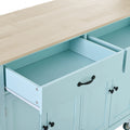 Kitchen Island Cart with 4 Door Cabinet and Two green-mdf